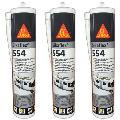 3 x Sikaflex-554 wei, 300 ml Dicht- und Klebstoff