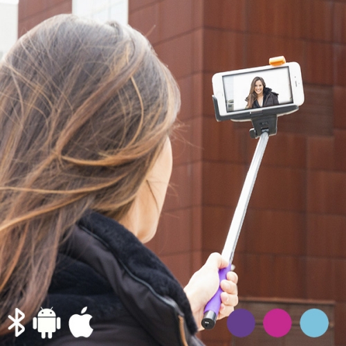 Bluetooth Selfie-Monopod fr Mobiltelefone - Farbe: Rosa