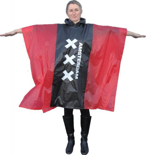 Poncho Amsterdam rot / schwarz