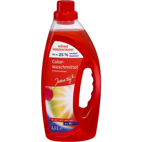 JedenTag Colorwaschmittel Flüssig 20 Waschladungen 1,1l Flasche