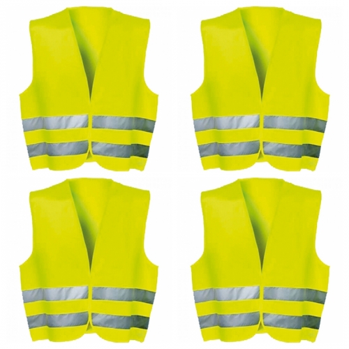 4 x Warnweste Neon Norm EN ISO 20471 Arbeitsschutz Verkehrssicherheit reflektierend