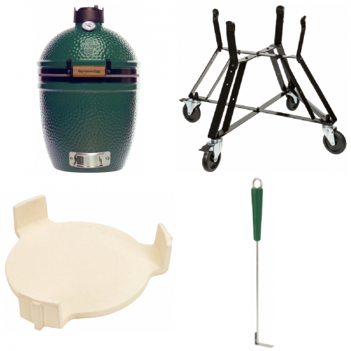 Big Green Egg Small inkl. Nest auf Rollen, ConvEGGtor, Ascheschieber