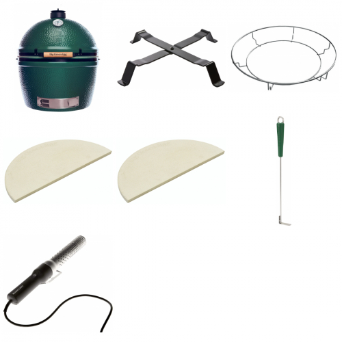 Big Green Egg Gre XXL mit Tischnest, ConvEGGtor Steine, Ascheschieber, Looftlighter