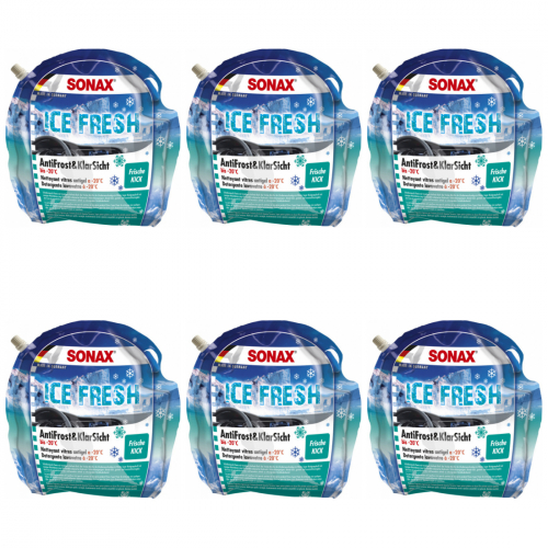 6 x Sonax Antifrost und Klarsicht 3L Icefresh bis -20 Grad Frische Kick