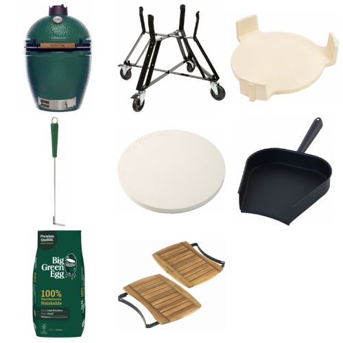 Big Green Egg L Single inkl. Handler, ConvEGGtor, Schieber, Pizzastein, Schaufel, Holzkohle, Tisch