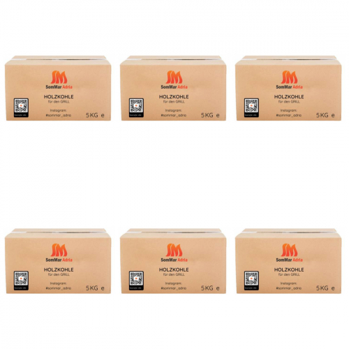 6 x SomMar Adria Aroma Holzkohle Wildfire vom Krauterbaum 5 kg Karton