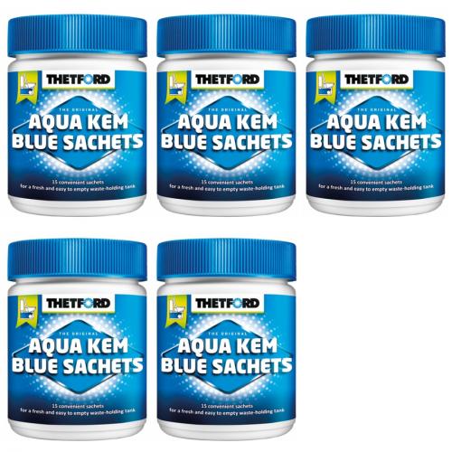 5 x Aqua Kem Blue Sachets 15 Stck  Toilette Camping Wohnmobil 