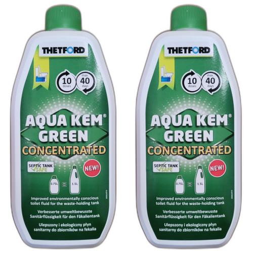 2 x Thetford Aqua Kem Green 750ml Fäkalientankflüssigkeit Konzentrat Sanitärflüssigkeit 