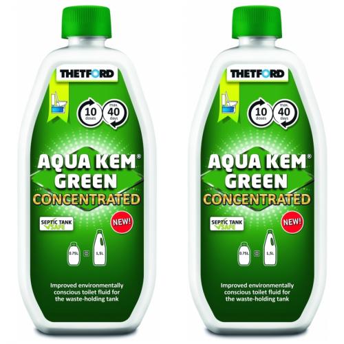 2 x Thetford Aqua Kem Green 750ml Fkalientankflssigkeit Konzentrat Sanitrflssigkeit 