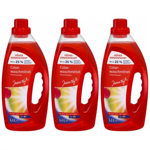 3 x JedenTag Colorwaschmittel Flssig 20 Waschladungen 1,1l Flasche