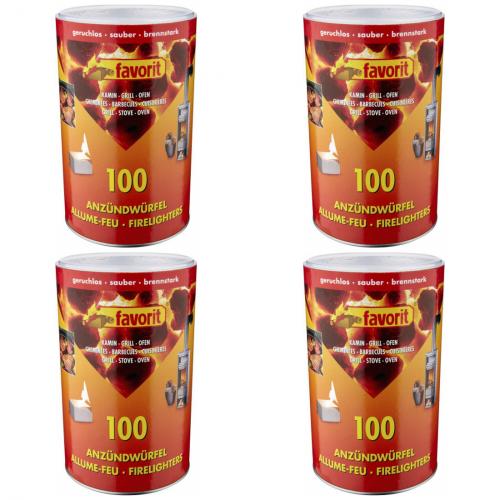 4 x Favorit Anzndwrfel Anznder Grillanznder Feueranznder 100 Stck