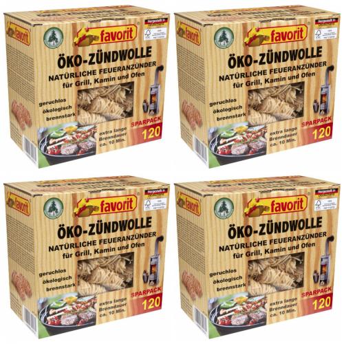 4 x Favorit ko-Zndwolle Feueranznder Anzndhilfen 120 Stck