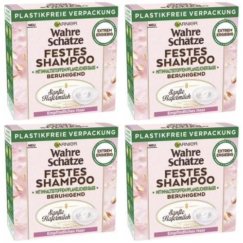 4 x Garnier Wahre Schtze Festes Shampoo Hafermilch Haarshampoo 60g