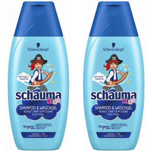 2 x Schauma Kids Shampoo + Waschgel für Jungen Vegane Formel 250ml