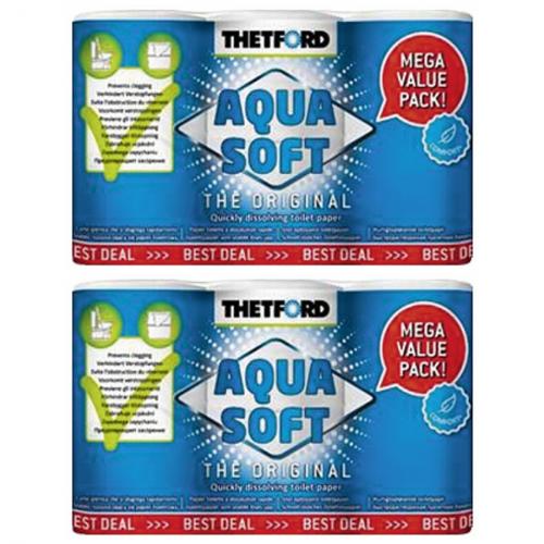 2 x Thetford Toilettenpapier Aqua Soft Campingtoilettenpapier Sondergröße 6 Rollen