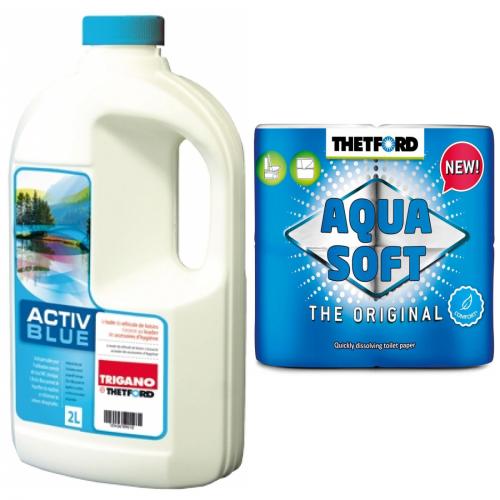 ACTIV BLUE 2 Liter + Aqua Soft Toilettenpapier WC Papier 4 Rollen