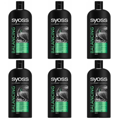 6 x Syoss Balancing Shampoo 500ml Flasche