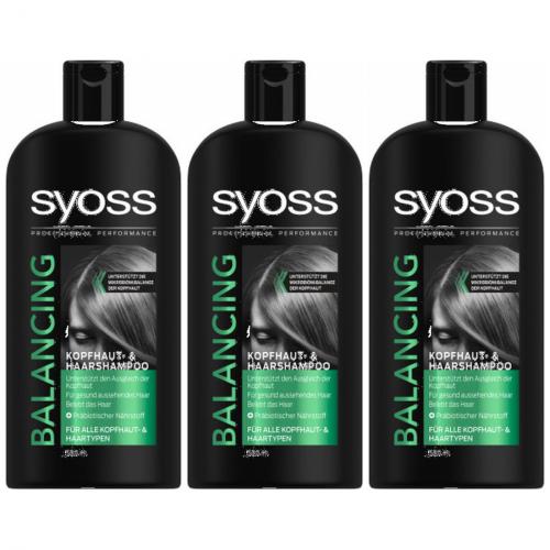 3 x Syoss Balancing Shampoo 500ml Flasche