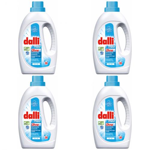 4 x Dalli med flüssig - ohne Parfumstoffe 18 Waschladungen 1,1L Flasche