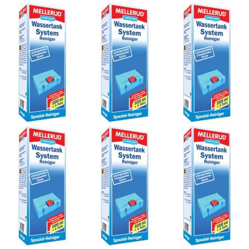 6 x MELLERUD Wassertank-Systemreiniger 500ml + 4 Tabs