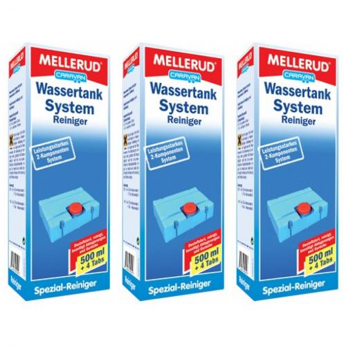 3 x MELLERUD Wassertank-Systemreiniger 500ml + 4 Tabs