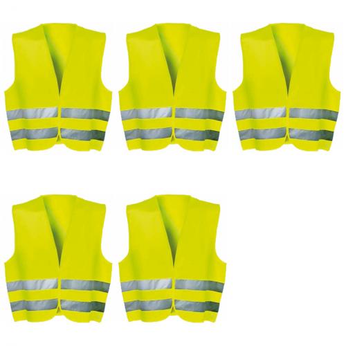 5 x Warnweste Neon Norm EN ISO 20471 Arbeitsschutz Verkehrssicherheit reflektierend