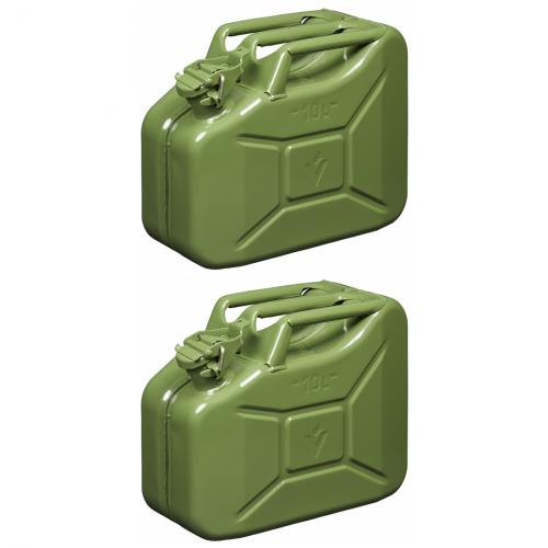 2 x Benzinkanister 10L Metall gruen UN- & TUEV/GS-geprueft