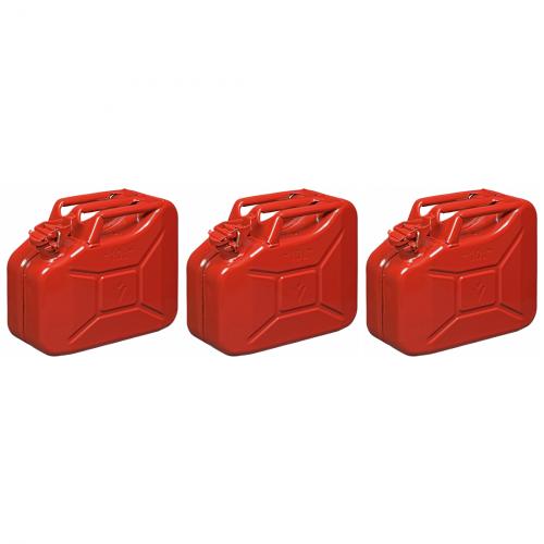 3 x Benzinkanister 10L metall rot UN- & TUEV/GS-geprueft