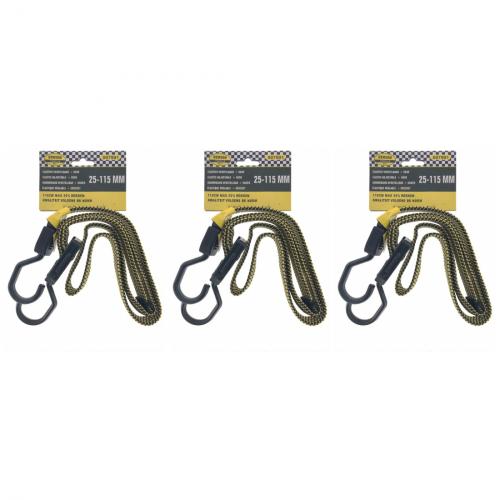 3 x Gummiband Verstellbar mit Haken Elastisch 25-115 mm
