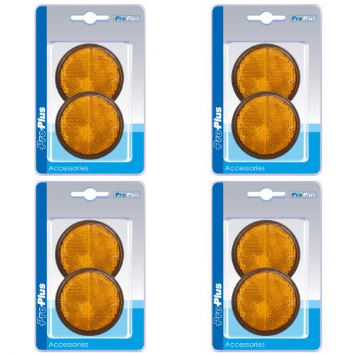 4 x Reflektor orange 58mm selbstklebend mit Grundplatte 2 Stck im Blister