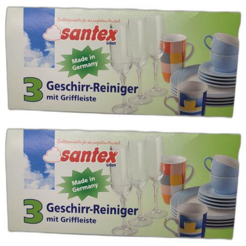 2 x Schwamm Geschirr-Reiniger 3er-Set mit Griffleiste
