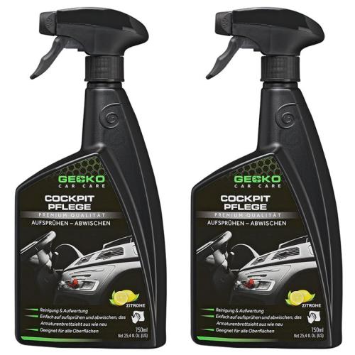 2 x Gecko Car Care Cockpit Reiniger Zitrone Sprhflasche 750ml