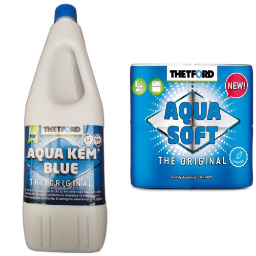 Thetford Aqua Kem Blue WC Zusatz 2 Liter Soft Toilettenpapier Papier 4 Rollen