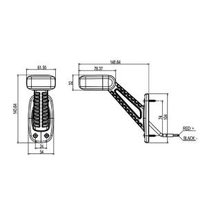Umrissleuchte rot/wei 100mm 4LED schrg links im Blister