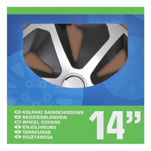 Radblenden-Set Roco Silber/schwarz 14 Zoll 4 Stck im Displaykarton
