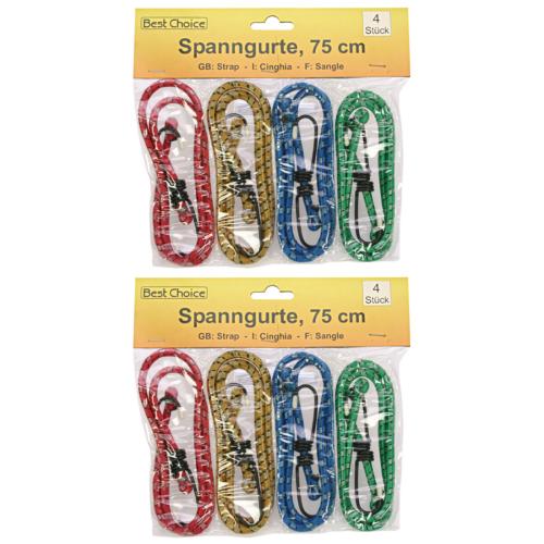 2 x Spanngurte 4er je 75cm 4 Farben sortiert rot gelb blau grn