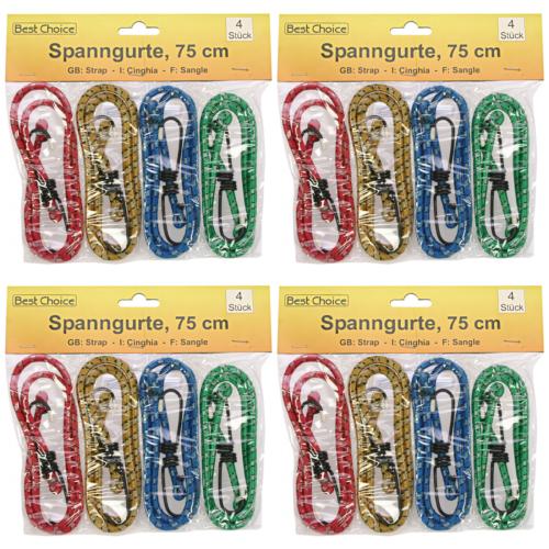 4 x Spanngurte 4er je 75cm 4 Farben sortiert rot gelb blau grn