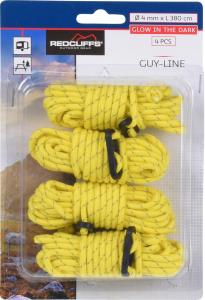 Zeltseil 4er Set 3,8m 4mm leuchtend im Dunkeln Outdoor Schnur