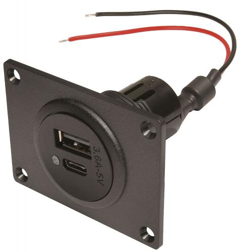 Pro car Doppelsteckdose EV Power USB-C/A mit Montageplatte 12 - 24 V