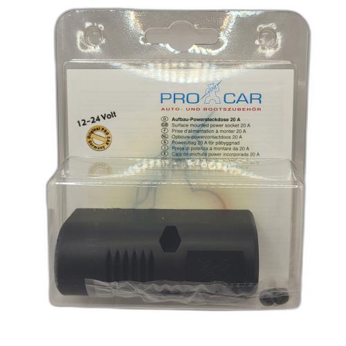 Pro car Power-Aufbausteckdose 20 A / 12 - 24 V